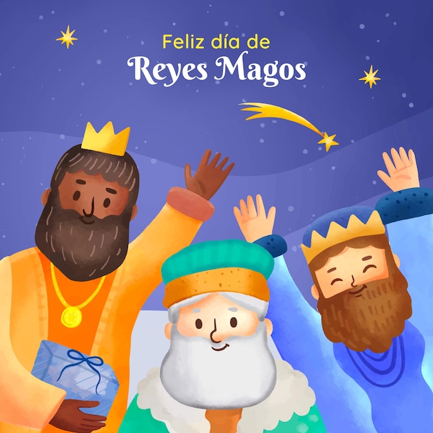 Vector waterverfillustratie voor reyes magos