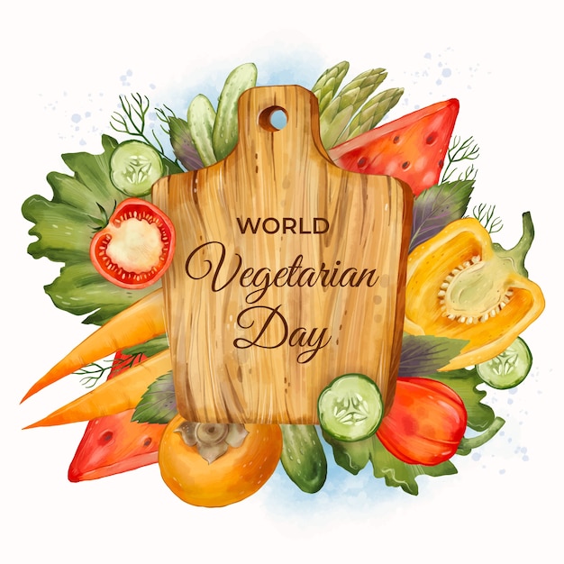 Waterverfillustratie voor vegetarische werelddag