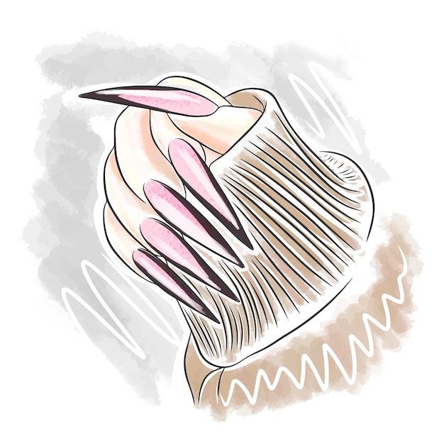Waterverfnagels met trendy french manicure doodle