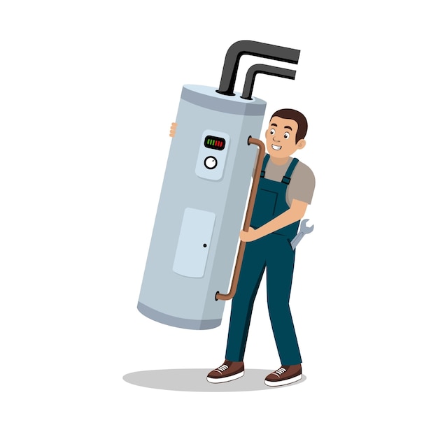 Waterverwarmer Service Technician Cartoon Character Design Illustratie