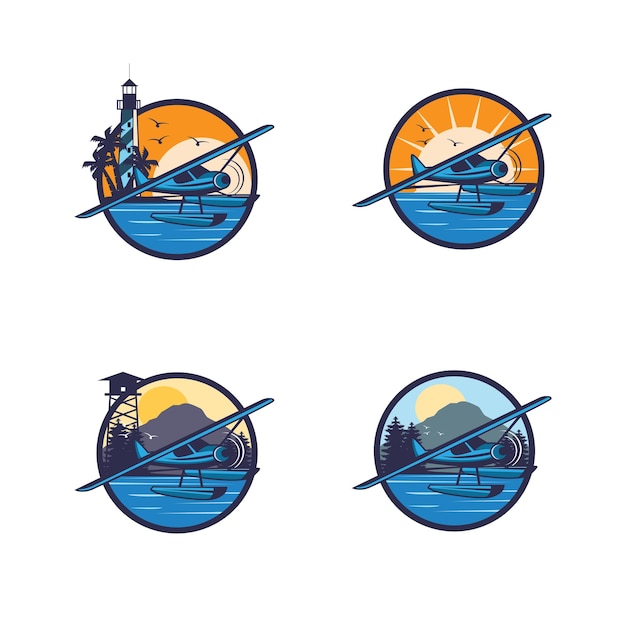 Watervliegtuig logo set