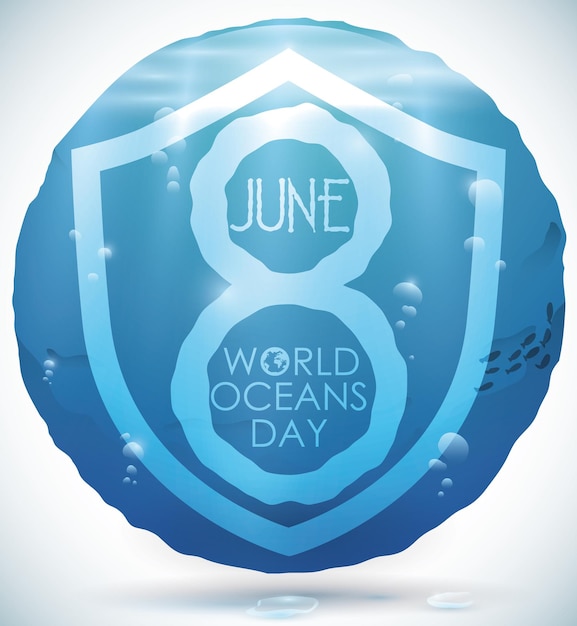 Watery circle with water view for world oceans day celebration