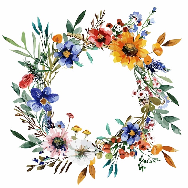 watetcolor wild flower frame