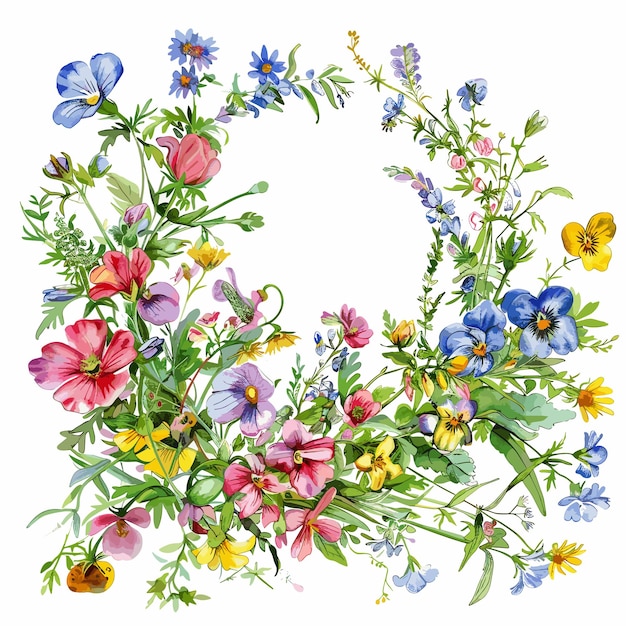 watetcolor wild flower frame