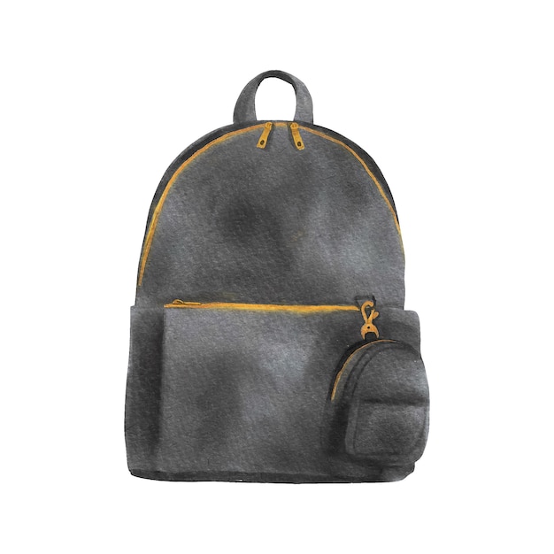 Vector watrcolor modern backpack with purse