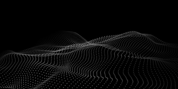 Wave 3d Abstract wave dots in dark background Big data Technology vector background