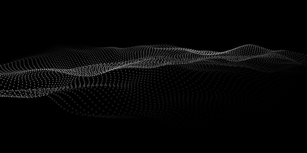 Wave 3d Abstract wave dots in dark background Big data Technology vector background