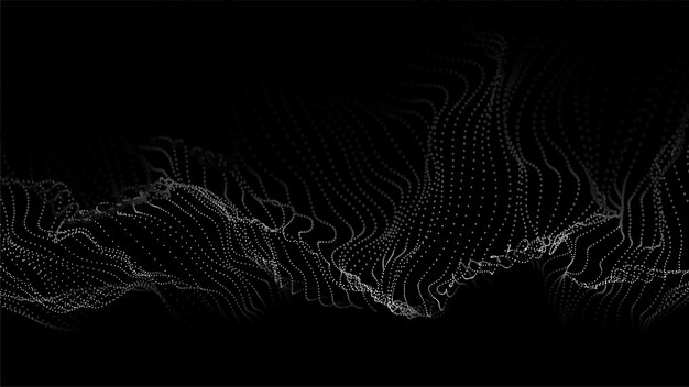 Wave 3d Abstract wave dots in dark background Big data Technology vector background