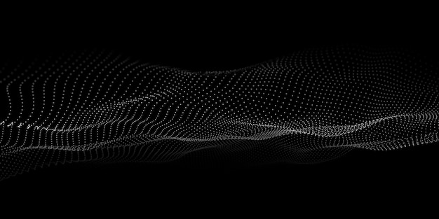 Wave 3d Abstract wave dots in dark background Big data Technology vector background