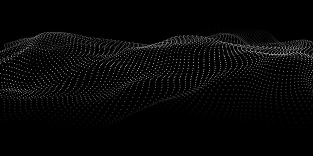 Wave 3d Abstract wave dots in dark background Big data Technology vector background