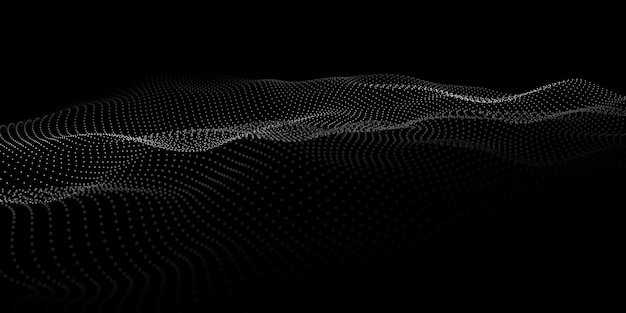 Wave 3d Abstract wave dots in dark background Big data Technology vector background