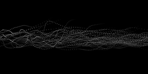 Vector wave 3d abstract wave dots in dark background big data technology vector background