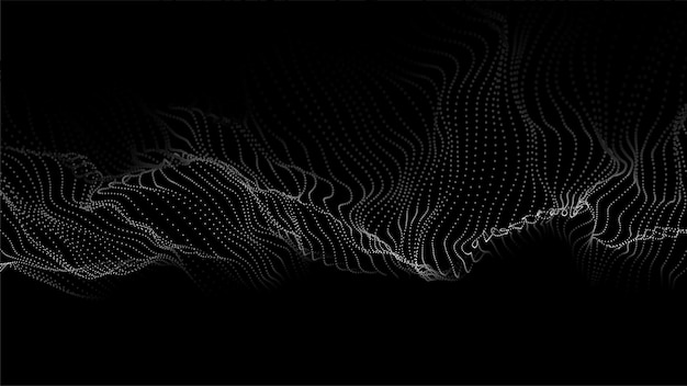 Wave 3d Abstract wave dots in dark background Big data Technology vector background