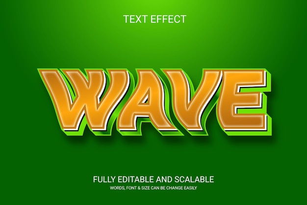 wave 3d vector fully editable text effect