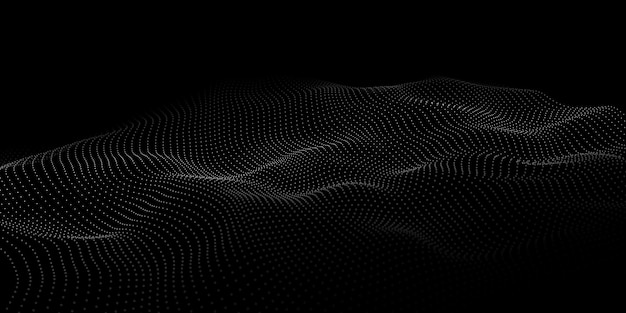 波 3D ベクター イラスト 粒子の波 接続構造 ビッグデータ