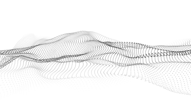 Vettore onda 3d onda di particelle sfondo geometrico bianco astratto big data illustrazione della tecnologia