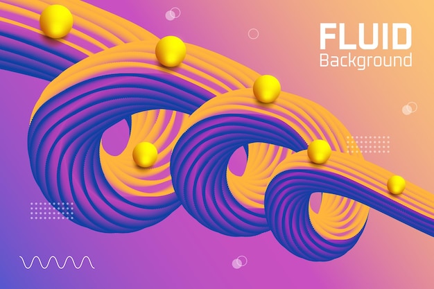 Vector wave abstract dynamic background with 3d liquid shape