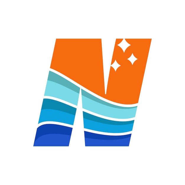 Wave Alphabet N Logo