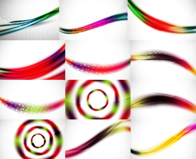 Wave backgrounds set abstract vector