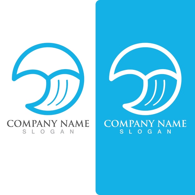 Wave beach logo ocean vector template