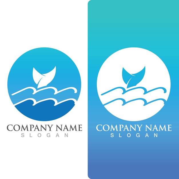 Wave beach logo ocean vector template