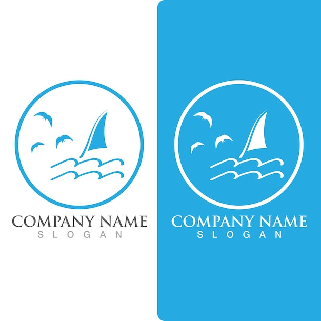 Wave beach logo ocean vector template