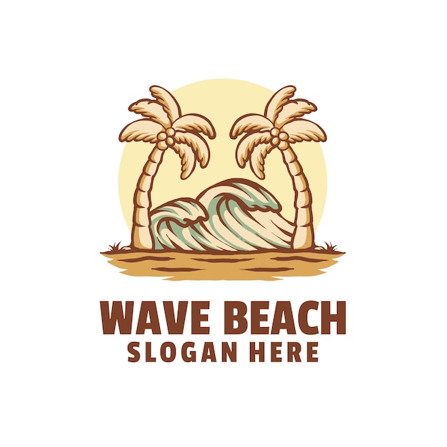 Vector wave beach summer badge logo