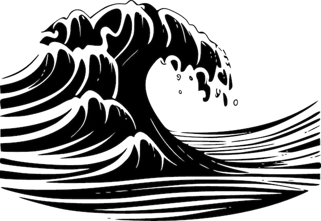 Wave Black and White Isolated Icon Vector illustration