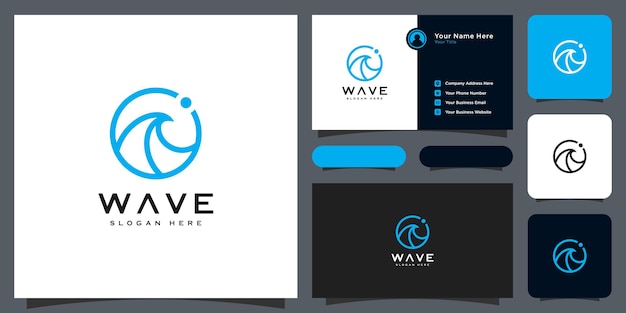 Wave cirkel logo vector ontwerp en visitekaartje