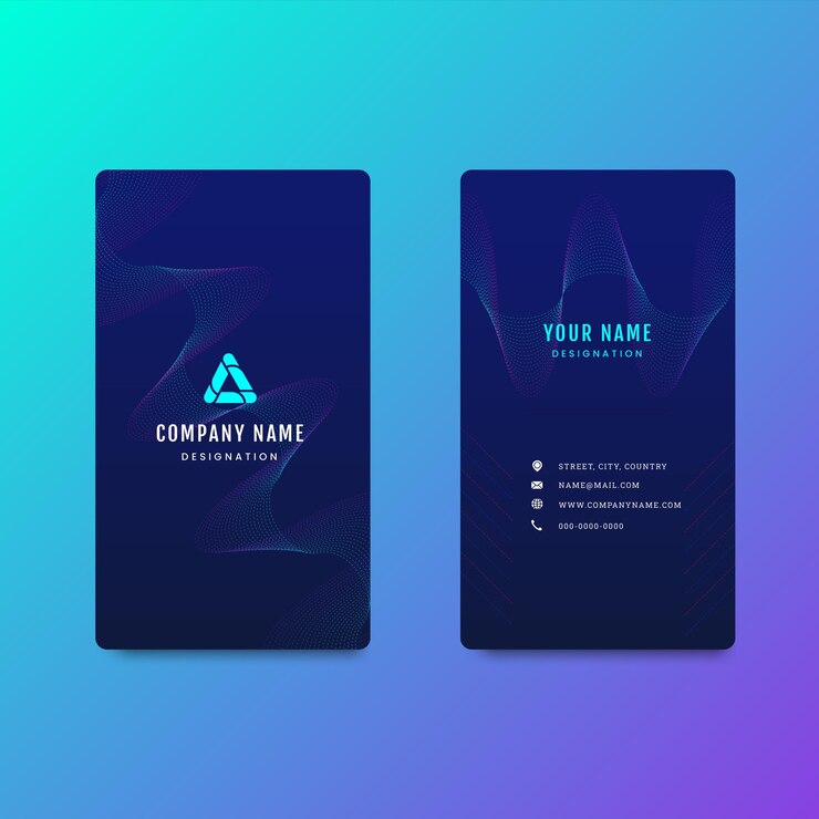 Vector wave design background, modern vertical business card design template