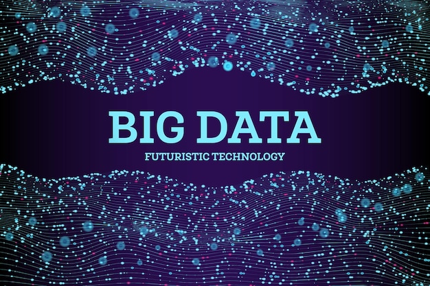 Vettore onda di punti e linee di tessitura concetto di dati di grandi dimensioni sfondo astratto struttura di connessione di rete