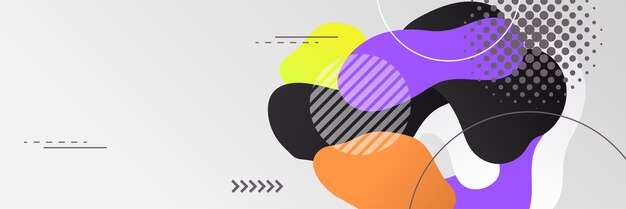 波ダイナミックグラデーション紫黄色オレンジカラフルな抽象的なデザインバナー
