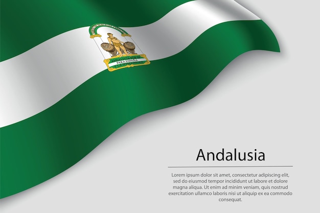 Волновой флаг Андалусии - это регион Испании Баннер или векторный шаблон ленты