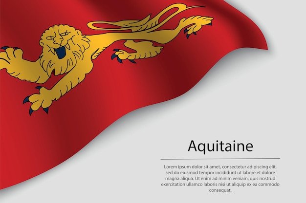 Wave flag of aquitaine is a region of france banner or ribbon vector template