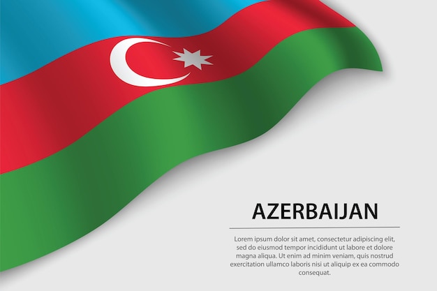Волновой флаг Азербайджана на белом фоне Баннер или векторный шаблон ленты ко Дню независимости
