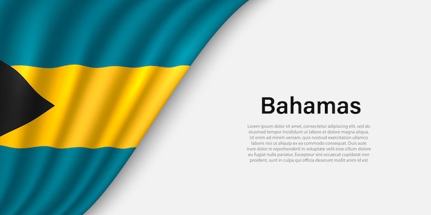 Wave flag of Bahamas on white background