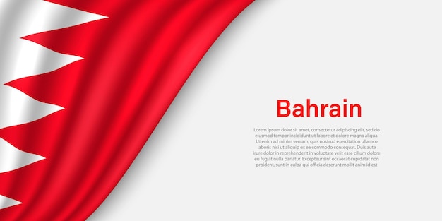 Wave flag of Bahrain on white background