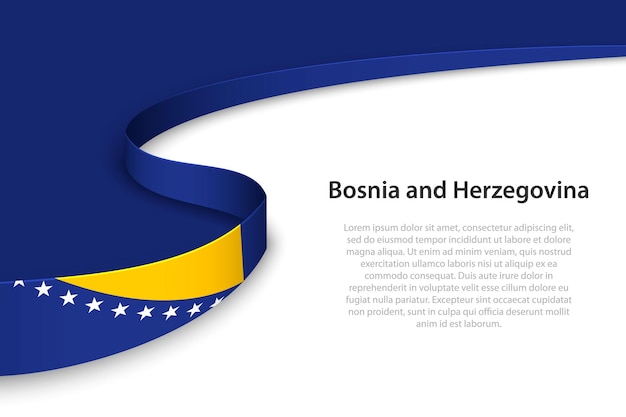 copyspace の背景を持つボスニア ・ ヘルツェゴビナの波の旗
