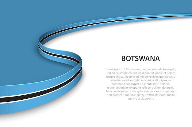 Wave flag of Botswana with copyspace background Banner or ribbon