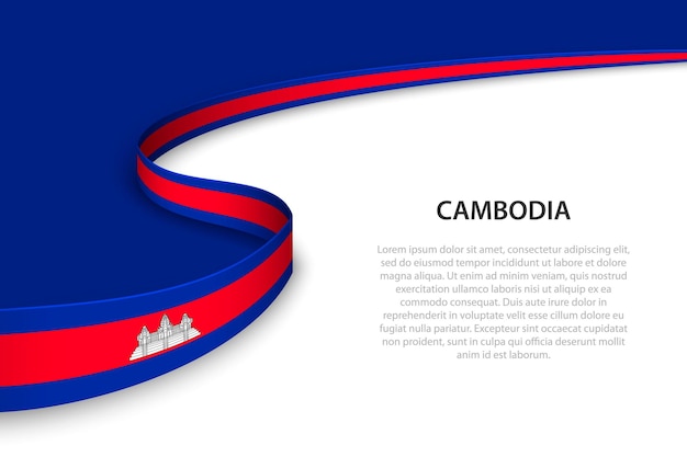 Wave flag of Cambodia with copyspace background