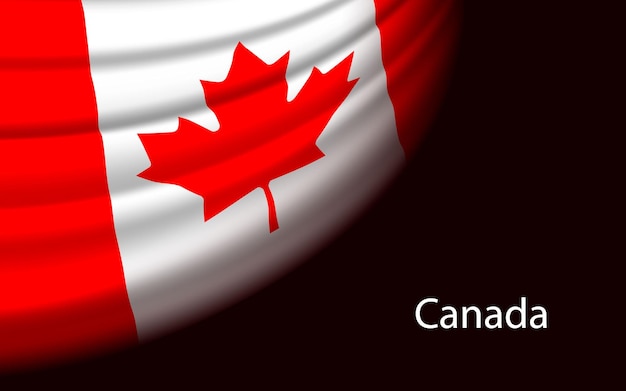 Wave flag of canada on dark background