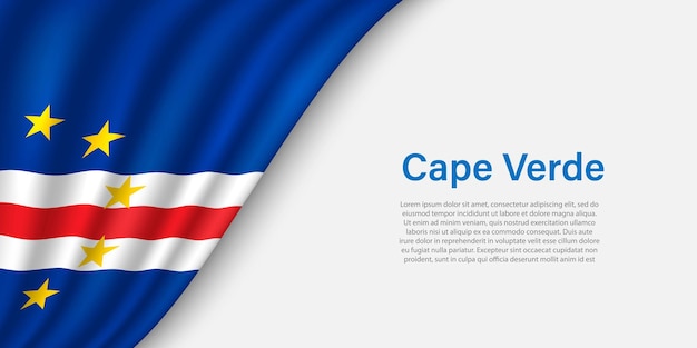 Wave flag of Cape Verde on white background