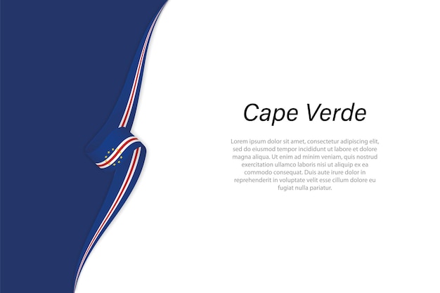 Vector wave flag of cape verde with copyspace background