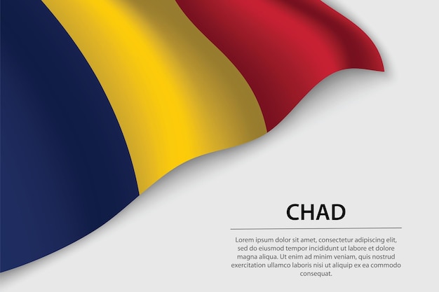 Wave flag of Chad on white background Banner or ribbon vector template for independence day