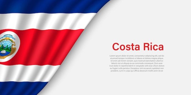 Wave flag of Costa Rica on white background