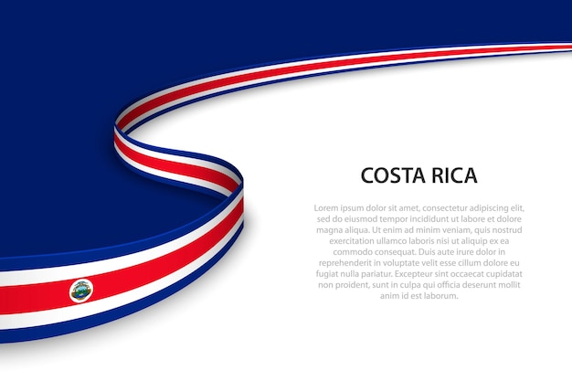 Wave flag of costa rica with copyspace background