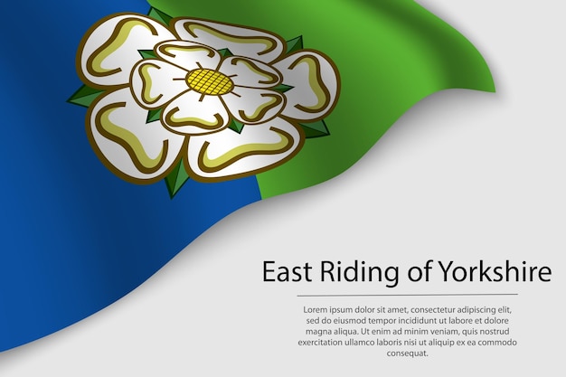 Волновой флаг Восточного райдинга Йоркшира - это баннер графства Англии или векторный шаблон ленты