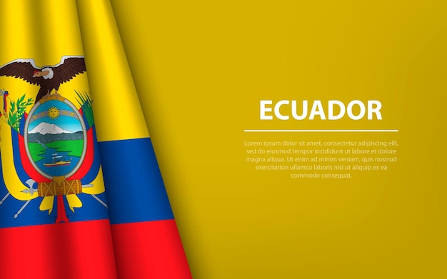 Onda bandiera dell'ecuador con sfondo copyspace