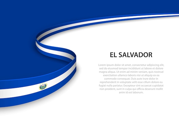 Wave flag of El Salvador with copyspace background