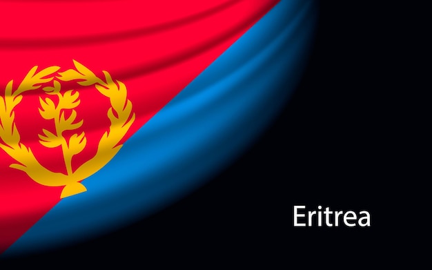 Wave flag of eritrea on dark background